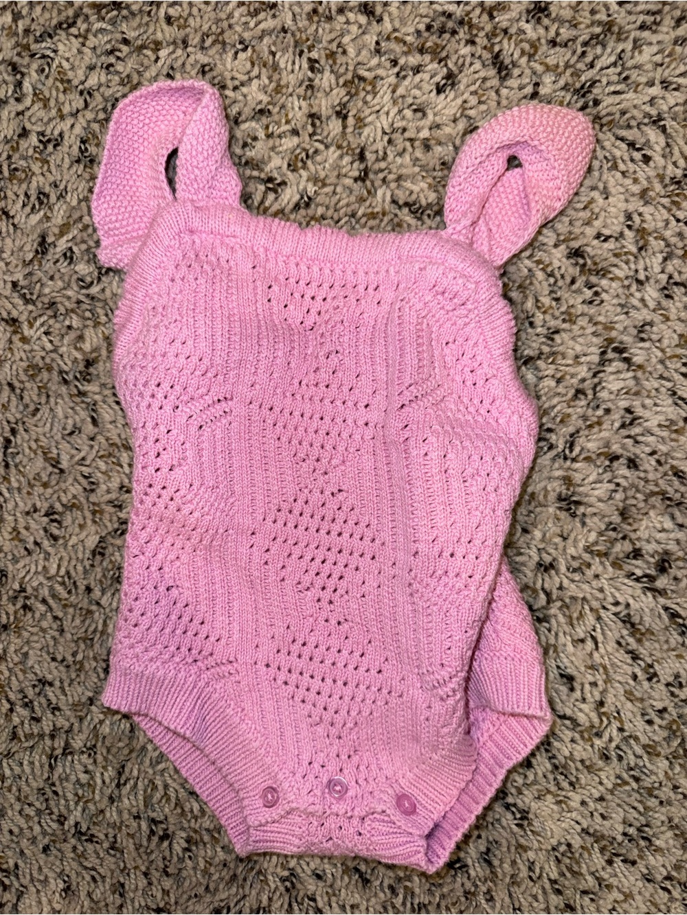 Jessica Simpson Pink Knit Crochet Baby One-Piece
